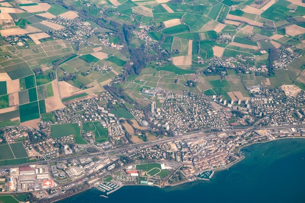 Free photo aerial view of lausanne, switzerland