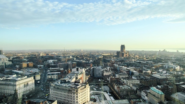 Free Photo aerial view of the liverpool from a view point united kingdom