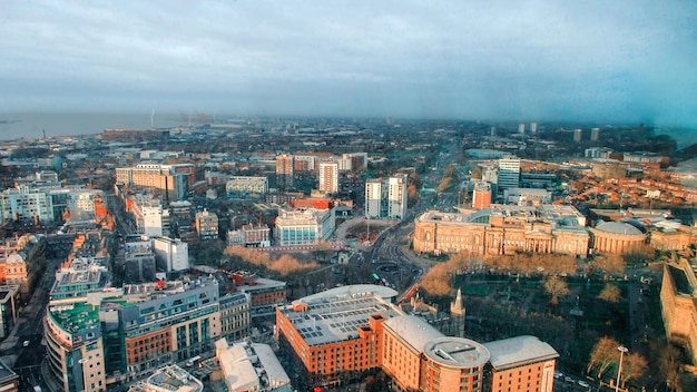 Free photo aerial view of the liverpool from a view point united kingdom