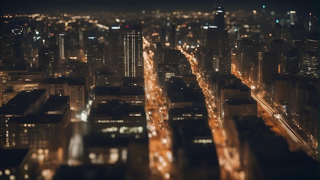 Free photo aerial view of modern skyscrapers and high rise buildings at night