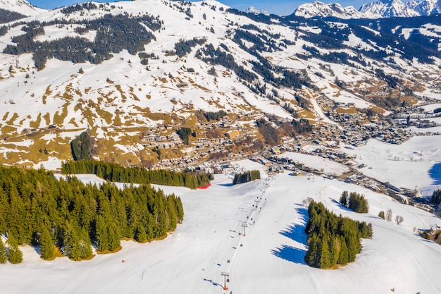 Free Photo aerial view of a mountains ski resort solden austria