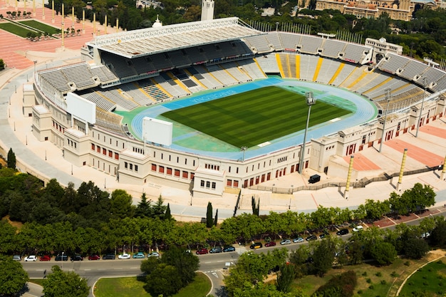 Free photo aerial view of olimpic stadium of barcelona.  spain