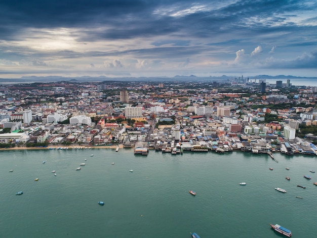 Aerial view of Pattaya beach . Thailand.