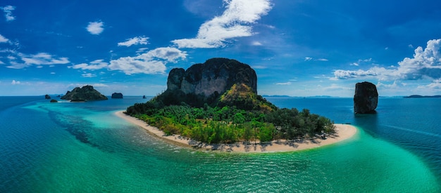 Aerial view of Poda island in Krabi , Thailand.