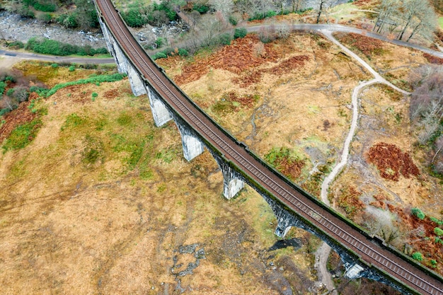 Free Photo aerial view of railway road