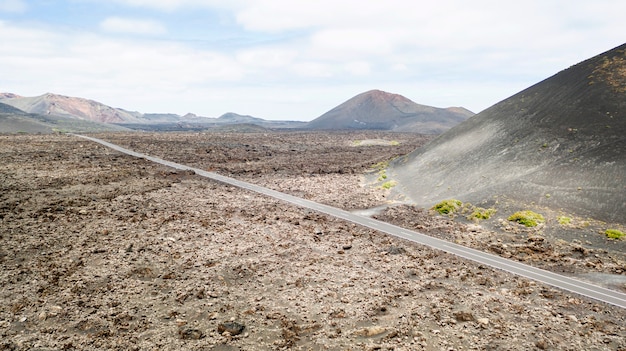 Aerial view of road with mountains