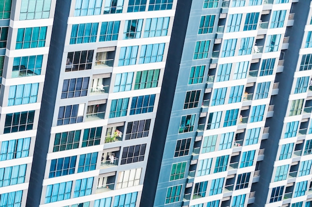 Aerial view of skyscraper with windows