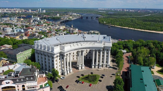 Aerial view of Sofia Square and Mykhailivska Square in Kiev Ukraine