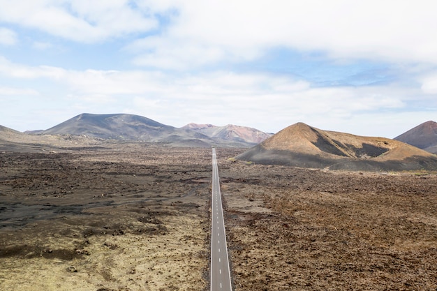 Free photo aerial view of straight road