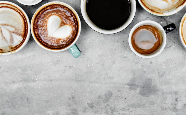 Aerial view of various coffee