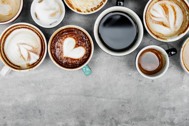 Aerial view of various coffee