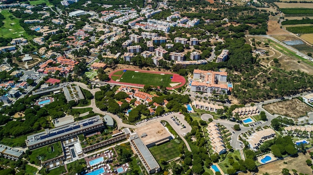 Free photo aerial view of the village coast algarve, portugal. concept for above beach of portugal. summer vacations