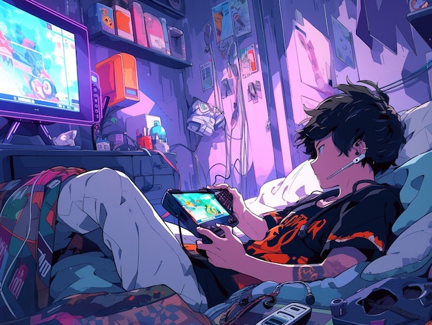 Aesthetic anime character gaming