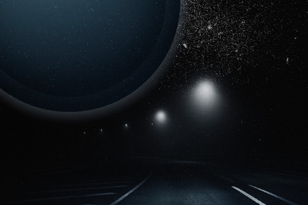 Free Photo aesthetic dark galaxy background starry sky and road remix