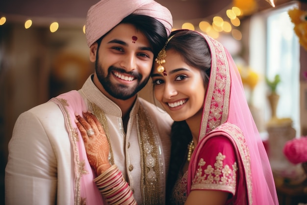 Free photo affectionate indian couple celebrating propose day together