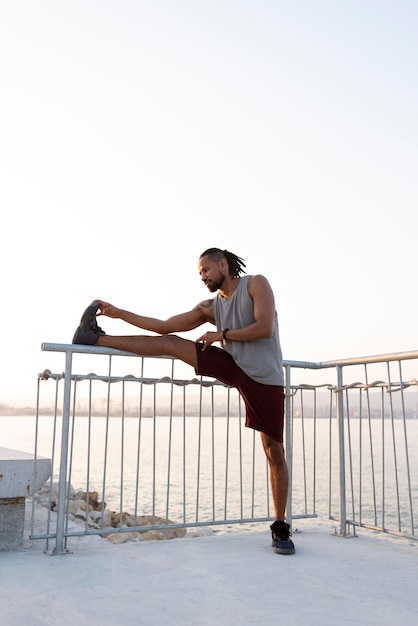 African american athlete exercising outdoors