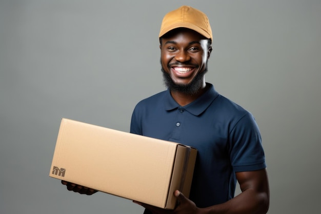 african american man package delivery concept