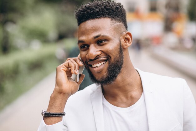 African american man using phone