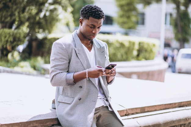 African american man using phone