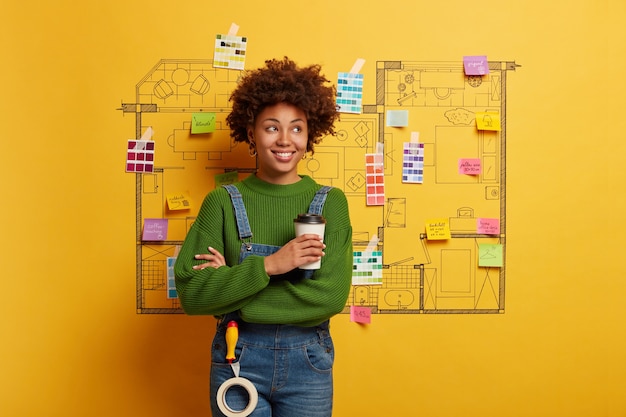 Free photo african american ready for making renovation of home