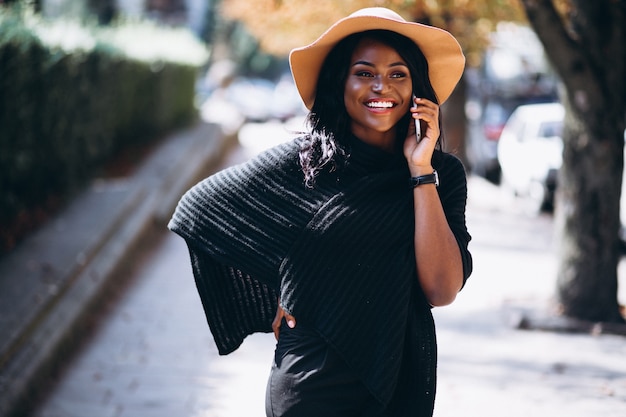 African american woman with phone