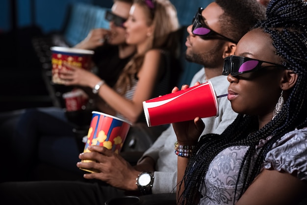 African couple at the cinema