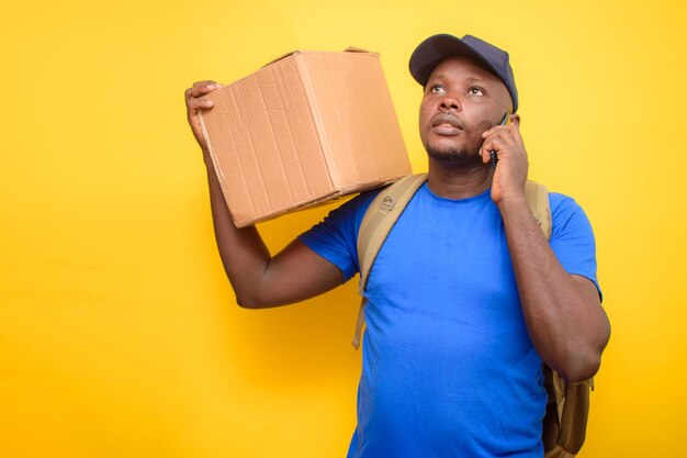 Free Photo african dispatch man making a call