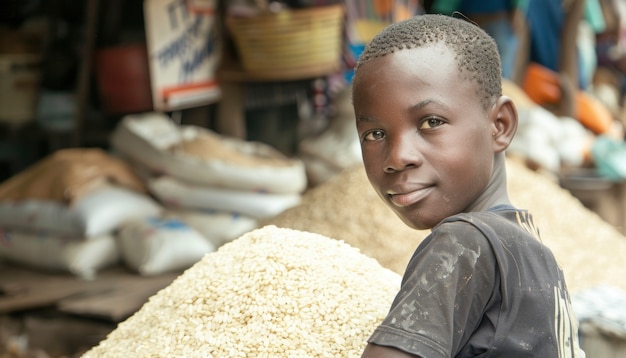 African kid in a marketplace