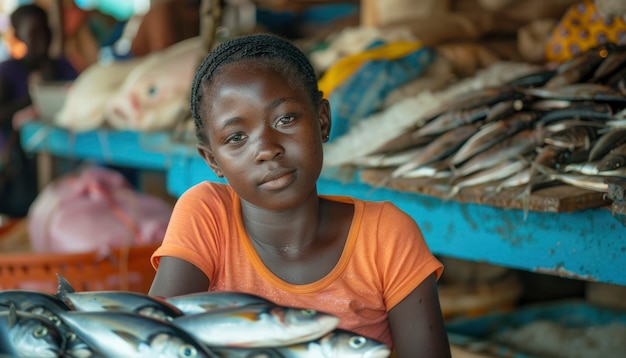 African kid in a marketplace