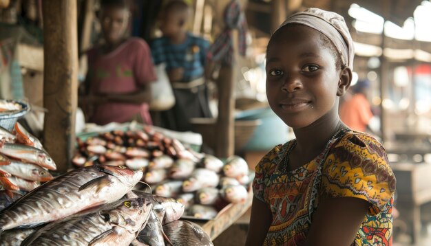 African kid in a marketplace