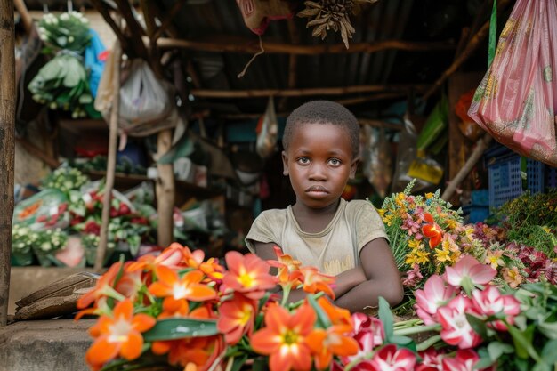 African kid in a marketplace