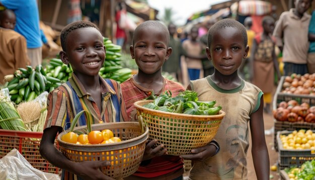 African kid in a marketplace