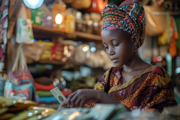 African kid in a marketplace