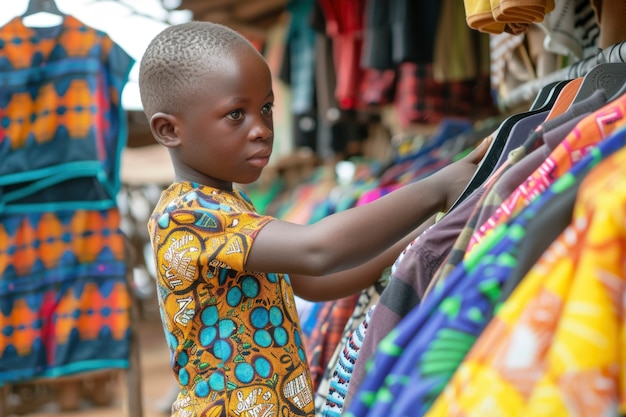 African kid in a marketplace