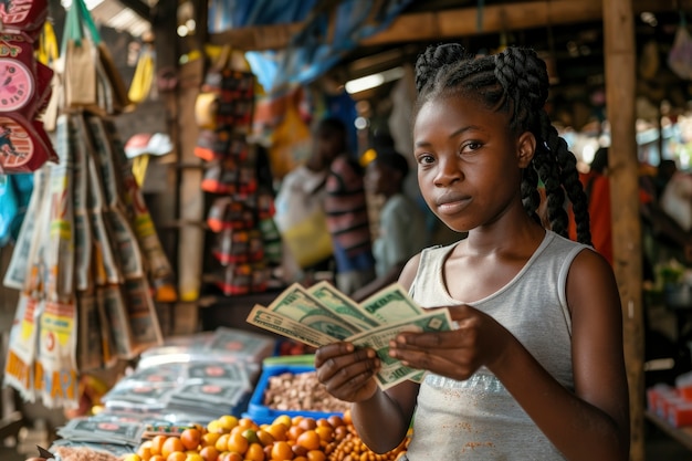 African kid in a marketplace