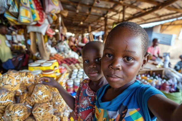 African kid in a marketplace