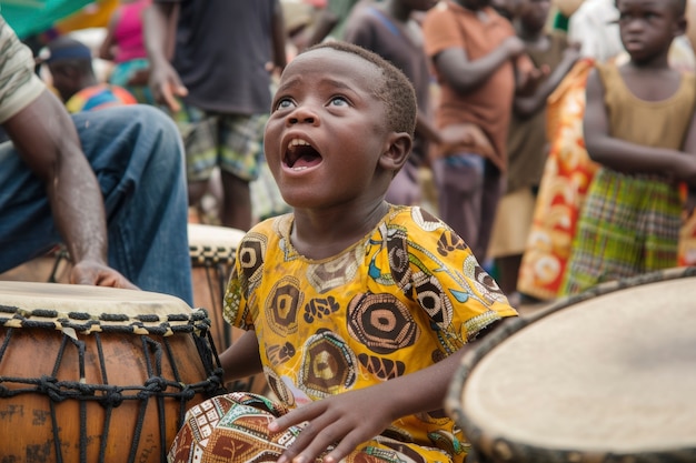 African kid in a marketplace