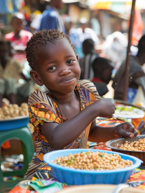 African kid in a marketplace