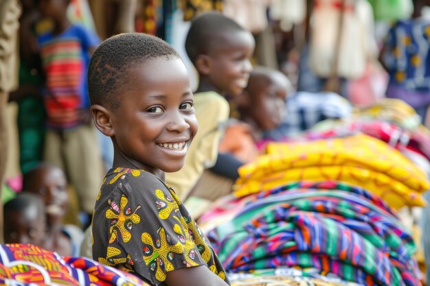 African kid in a marketplace