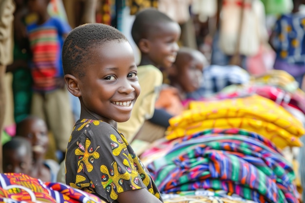 African kid in a marketplace