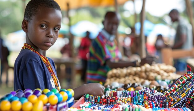 African kid in a marketplace