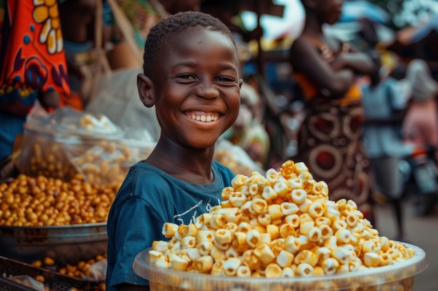 African kid in a marketplace