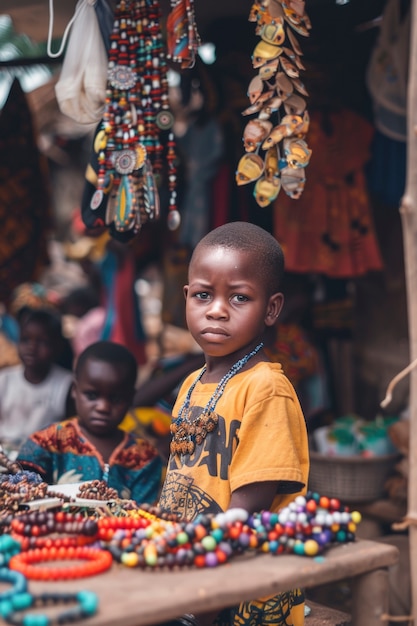 African kid in a marketplace