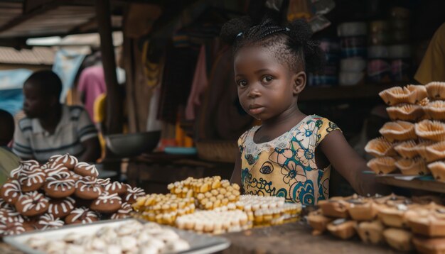 African kid in a marketplace