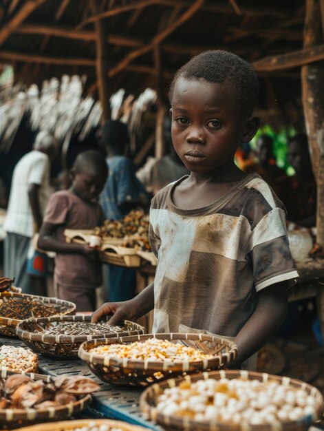 African kid in a marketplace