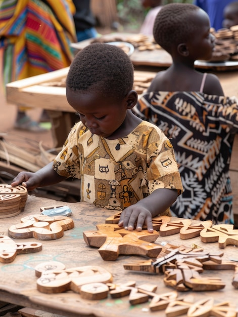 Free photo african kid in a marketplace