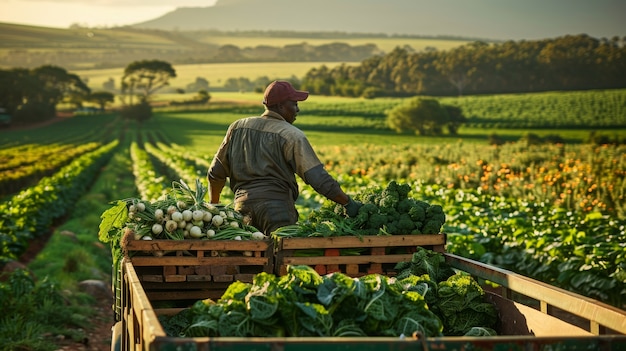 African man harvesting vegetables