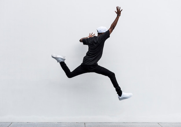 African man jumping