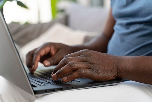 African man working from home