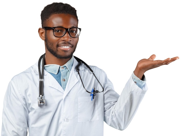 Free photo african medical doctor man isolated on white background